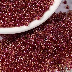 MIYUKI Round Rocailles Beads, Japanese Seed Beads, 8/0, (RR363) Light CranbeRRy Lined Topaz Luster, 3mm, Hole: 1.1mm, about 422~455pcs/10g