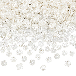 Dicosmetic 600 Stück 6 Stile Blumen-Perlenkappen, cremeweiße Abstandsperlenkappen, Kunststoff-Imitationsperlen-Endperlenkappen, mehrblättrige Blumen-Abstandsperlen für die DIY-Schmuckherstellung, Bohrung: 1.5~1.6 mm