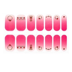 Adesivi per unghie con copertura totale, autoadesiva, per le decorazioni delle punte delle unghie, rosa caldo, 24x8mm, 14pcs / scheda