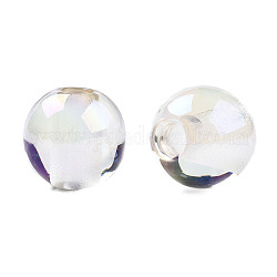 Perline europei di resina trasparente, lustro di perla placcato, perline con foro grande, tondo, chiaro, 20x18.5mm, Foro: 6 mm