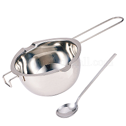 PandaHall Stainless Steel Double Boiler Pot, 600ml/20oz Melting Pot with Long Handle Spoons for Butter Chocolate, Candy, Butter Cheese, Candle, Soap and Wax Making Kit