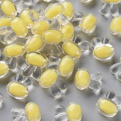 Abalorios de acrílico transparentes, talón en grano, conejo, amarillo, 15.5x12x9.5mm, agujero: 2 mm, aproximamente 480 unidades / 500 g