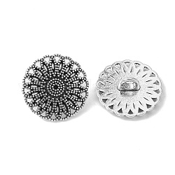 Tibetan Style Shank Buttons, Cadmium Free & Lead Free, Flower, Antique Silver, 17x6mm, Hole: 2.5mm