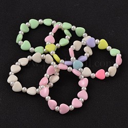 Acrylique opaque bracelets en perles extensibles pour enfants, avec imitation perles acryliques de perles, couleur mixte, 43mm