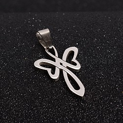 201 Stainless Steel Angel Pendants, Stainless Steel Color, 30x19x1.5mm, Hole: 5x8mm