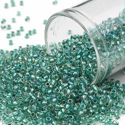 TOHO Round Seed Beads, Japanese Seed Beads, (264) Inside Color AB Crystal/Light Sea Green Lined, 11/0, 2.2mm, Hole: 0.8mm, about 5555pcs/50g