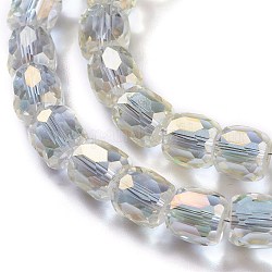 Perles en verre electroplate, plein arc-en-plaqué, tonneau à facettes, jaune clair, 10x10mm, Trou: 1mm