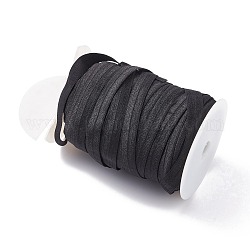 (дефектная распродажа: дефектная катушка), плоский эластичный веревочный шнур, эластичный эластичный трикотаж с катушкой, чёрные, 15.5 мм, около 82.02 ярда (75 м) / рулон