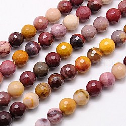 Natural Mookaite Beads Strands, Faceted, Round, Mixed Color, 12mm, Hole: 1mm, about 33pcs/strand, 15.75 inch