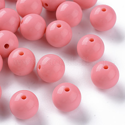 Perles acryliques opaques, ronde, Saumon, 16x15mm, Trou: 2.8mm, environ 220 pcs/500 g