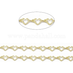 Handmade Brass Heart Link Chains, Soldered, with Spool, Golden, Heart: 5x10.5x0.5mm