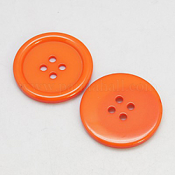 Boutons en résine, teinte, plat rond, orange foncé, 28x3mm, Trou: 2mm, 98 pcs /sachet 
