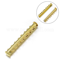 8-Stränge 16-Löcher Rohr Messing Magnet Gleitverschluß Spangen, Nickelfrei, golden, 45x10x7 mm, Bohrung: 1.5 mm