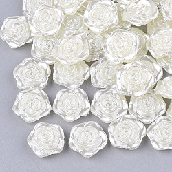 Cabujones de perlas de imitación de plástico ABS, flor, crema, 12x11.5x4 mm, aproximamente 1000 unidades / bolsa