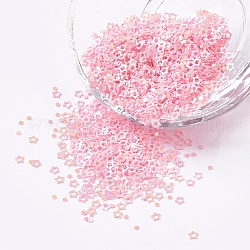Ornament Accessories Plastic Paillette/Sequins Beads, Star, Pink, 3.5x3.5x0.1mm, about 450000pcs/pound