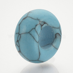 Синтетический драгоценный камень европейские шарики, бусины с большими отверстиями в форме шайбы, окрашенные, кадетский синий, 14x7 мм, отверстие : 5 мм