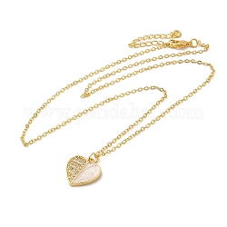 Collana in ottone smaltato con pendente in strass, cuore, oro, 17.60 pollice (44.7 cm)