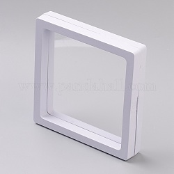 Square Transparent 3D Floating Frame Display, for Ring Necklace Bracelet Earring, Coin Display Stands, Aa Medallions, White, 11x11x2cm