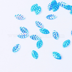 Link paillette plastica, perle di paillettes, foglia, dodger blu, 8.5x4.5x0.5mm, Foro: 1 mm, circa 30000pcs/500g