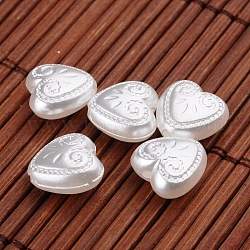 Coeur perles acryliques imitation de perles, blanc, 11.5x12x6.5mm, Trou: 1.5mm