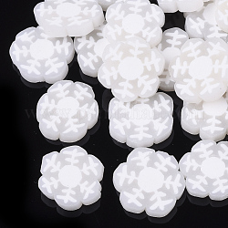Handmade Polymer Clay Cabochons, Snowflake, Christmas Theme, White, 10~11x10x2mm, about 238pcs/50g