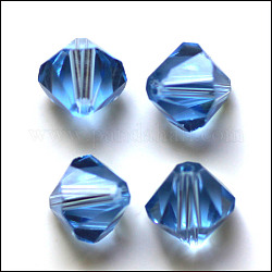 Imitazione branelli di cristallo austriaco, grado aaa, sfaccettato, bicono, blu fiordaliso, 10x9~10mm, Foro: 0.9~1.6 mm