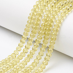 Glass Beads Strands, Faceted, Rondelle, Light Khaki, 3x2mm, Hole: 0.8mm, about 150~155pcs/strand, 15~16 inch(38~40cm)