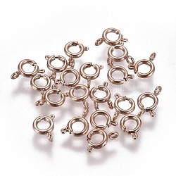 Placcatura ionica (ip) 304 fermagli ad anello a molla in acciaio inossidabile, oro roso, 5x1.5mm, Foro: 1.5 mm