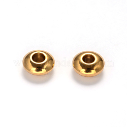 Recubrimiento iónico redondo plano (ip) 304 cuentas espaciadoras de acero inoxidable, dorado, 8x4mm, agujero: 2 mm
