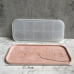 DIY Rectangle with Hand Dish Tray Silicone Molds, Storage Molds, for UV Resin, Epoxy Resin Craft Makinge, White, 280x122x15mm