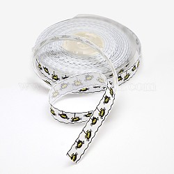 Halloween Ornaments Spider Pattern Printed Grosgrain Ribbons, White, 1 inch(25mm), about 100yards/roll(91.44m/roll)