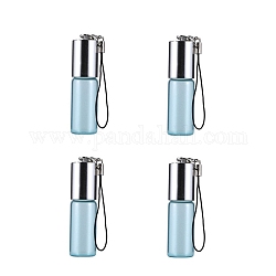 Bouteille rechargeable d'aromathérapie en verre, bouteilles à bille roulante, avec couvercle en oxyde d'aluminium et fiche en pp, colonne, bleu clair, 2x5.5 cm, capacité: 5 ml (0.17 oz liq.)