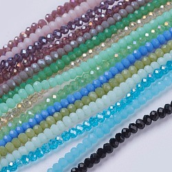 Chapelets de perles en verre, facette, rondelle, mixedstyle, couleur mixte, 3x2mm, Trou: 0.8mm, Environ 190~200 pcs/chapelet, 14.9~17.3 pouce (38~44 cm)