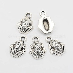 Tibetan Style Alloy Frog Charms, Antique Silver, 13x9x3mm, Hole: 1.5mm