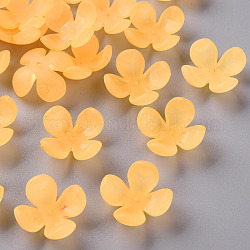 Frosted Acrylic Bead Caps, 4-Petal, Flower, Gold, 27x27x11mm, Hole: 1.8mm, about 276pcs/500g