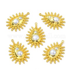 Colgantes de perlas naturales, con fornituras de latón de tono de oro, sin plomo y el cadmio, lágrima, 43~43.5x29.5~30x7~9mm, agujero: 2 mm