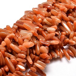 Natürlichen roten Aventurin Chip-Perlen-Stränge, 8~30x5~12 mm, Bohrung: 1 mm, ungefähr 15.3 Zoll ~ 15.7 Zoll