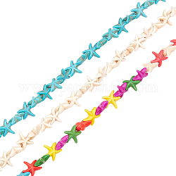 Superfindings 6 fili 3 fili di perline sintetiche turchesi, stelle marine / stelle marine, tinto, colore misto, 14~15x14~15x5mm, Foro: 1.5 mm, circa 36~38pcs/filo, 14.57 pollice ~ 14.96 pollici (37~38 cm), 2 fili / stile