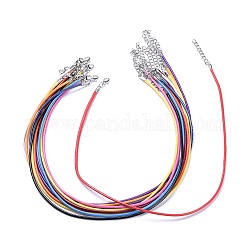 Вощеный шнур ожерелье шнуры, с застежками-лобстерами из цинкового сплава платинового цвета и железными цепями, разноцветные, около 18.1 дюйма в длину, 2 мм диаметром