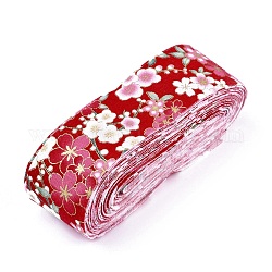 Blumenbaumwollband im japanischen Kimono-Stil, einzeln gedruckt, für DIY Haarschleife, Kopfbedeckungen, handgemachte Ordnung, rot, 1-1/2 Zoll (40 mm), etwa 10 yards / Rolle (9.14 m / Rolle)