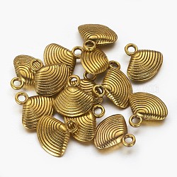 Tibetan Style Alloy Pendants, Lead Free & Cadmium Free & Nickel Free, Antique Golden, Shell, 12mm long, 17mm wide, 5mm thick, hole: 2.5mm