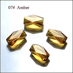 Perles d'imitation cristal autrichien, grade AAA, facette, colonne, verge d'or, 8x5.5mm, Trou: 0.7~0.9mm