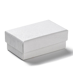 Cajas de joyería de cartón, con la esponja en el interior, Rectángulo, blanco, 8.1x5.05x3.2 cm