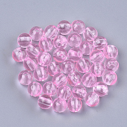 Cuentas de plástico transparente, redondo, rosa, 6x5.5mm, agujero: 1.8 mm, aproximamente 5000 unidades / 500 g