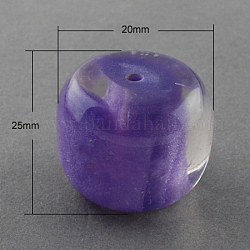 Transparent Resin Beads, with Glitter Powder Inside, Column, Slate Blue, 25x20mm, Hole: 3mm