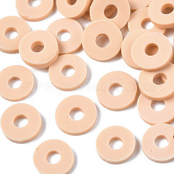 Manuell Polymer Ton Perlen, Disc / Flachrund, heishi Perlen, peachpuff, 4x1 mm, Bohrung: 1 mm, ca. 55000 Stk. / 1000 g