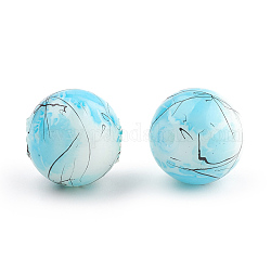 Chapelets de perles en verre peint brossé & cuisant, ronde, lumière bleu ciel, 16mm, Trou: 1.5mm, Environ 50 pcs/chapelet, 31.4 pouce