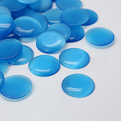Cat Eye Glass Cabochons, Half Round/Dome, DeepSky Blue, about 12mm in diameter, 3mm thick