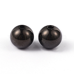 Perles rondes en 304 acier inoxydable, électrophorèse noir, 10mm, Trou: 2mm
