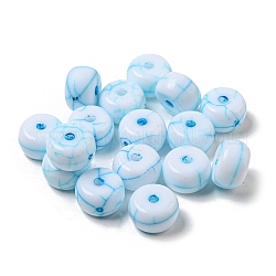 Perle acrylique opaque, rondelle, bleu ciel, 8x5mm, Trou: 1.6mm